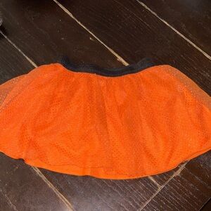 Orange Tulle Skirt with Black Waistband